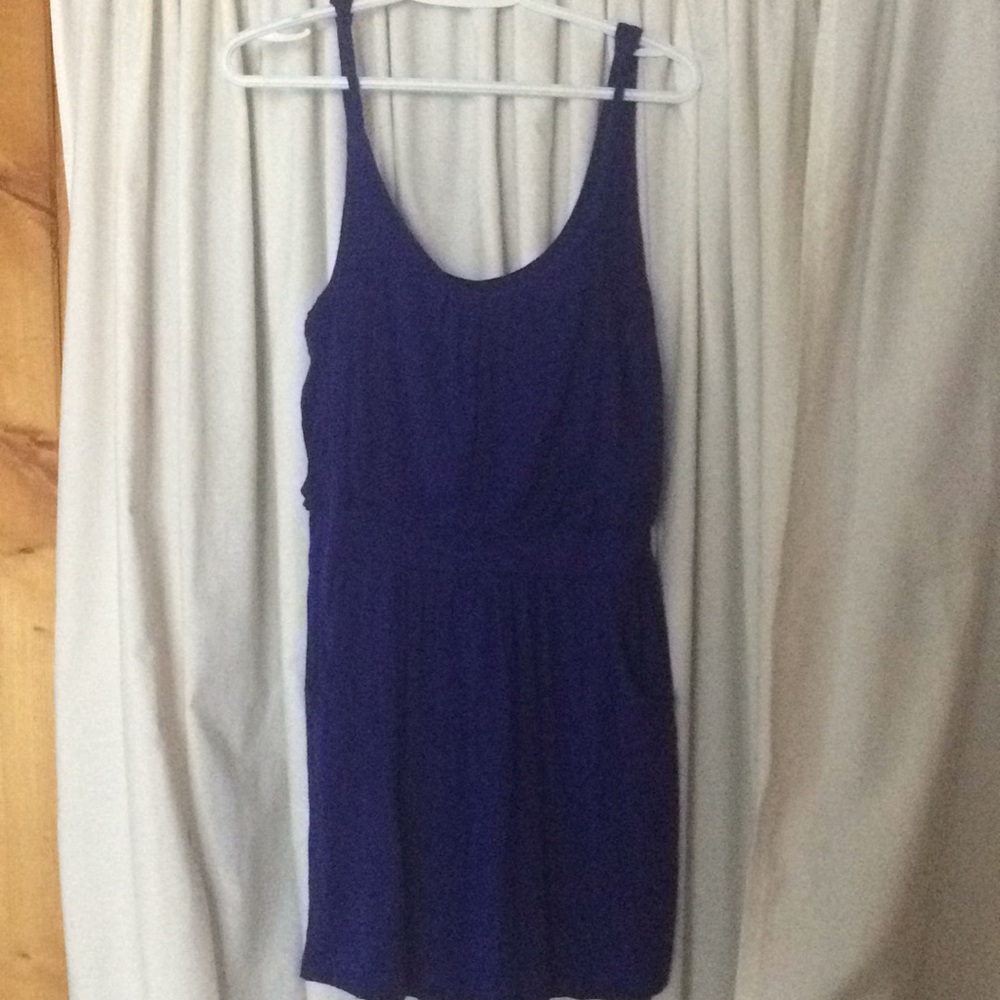 A blue mini dress